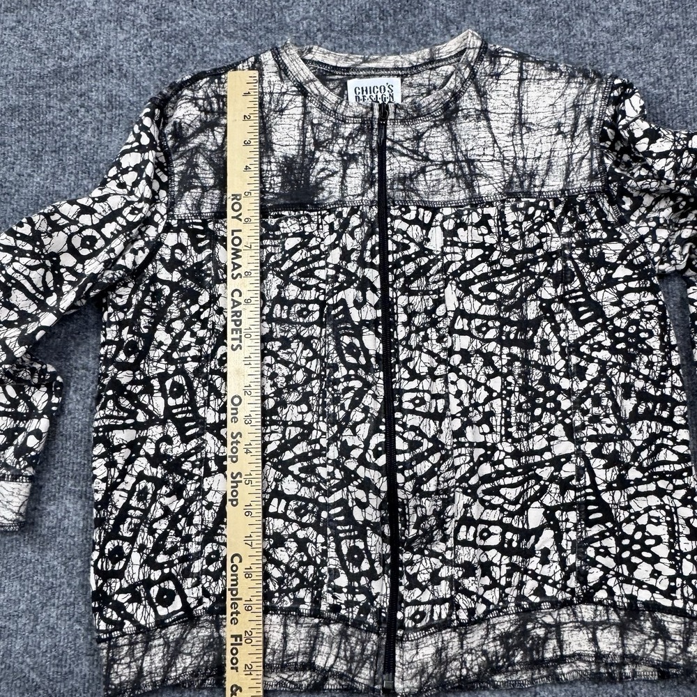 Chico's Design Jacket Womens 1 Small Black White VTG Batik Art To Wear Full Zip - Picture 6 of 9